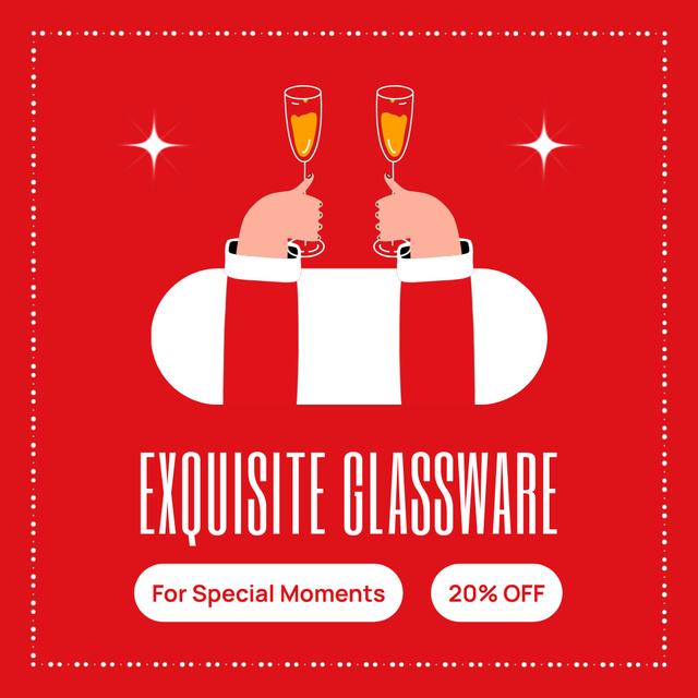 Sale Offer of Exquisite Glassware Animated Post Design Template
