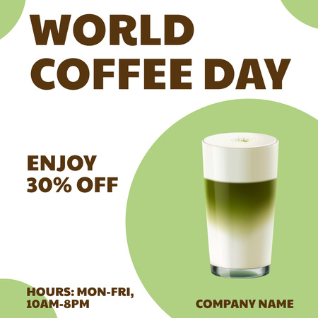 World Coffee Day Matcha Latte Offer Instagram Πρότυπο σχεδίασης