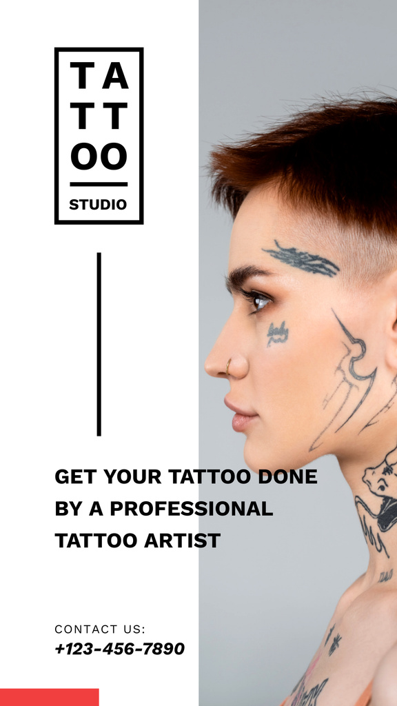 Professional Art Tattooist Service In Studio Offer Instagram Story tervezősablon