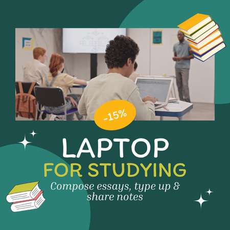 Cutting-edge Laptop For Kids` Studying Offer Animated Post Design Template