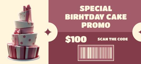 Birthday Cakes Promo Coupon 3.75x8.25in Design Template