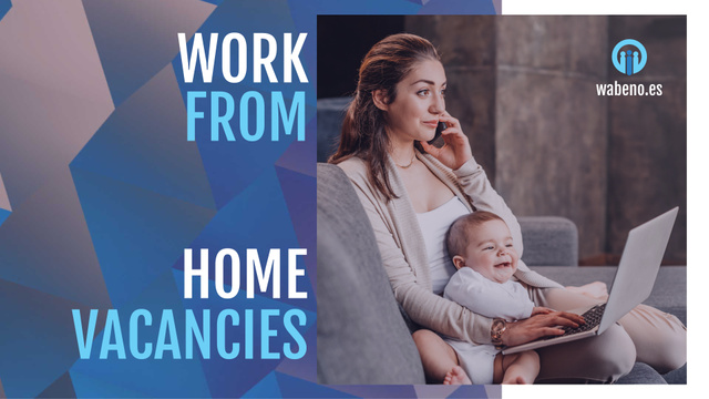 Freelancer Mother Working at Home with Baby Full HD video Modelo de Design