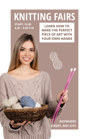 Knitting Fairs With Skeins Of Yarn And Needles Invitation 4.6x7.2in Design Template