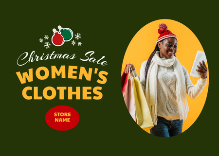 Female Clothes Sale on Christmas Flyer 5x7in Horizontal Design Template
