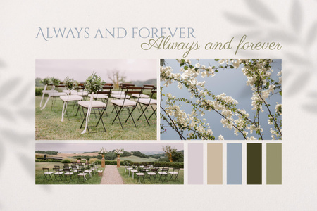 Love Phrase with Spring Wedding Mood Board Design Template