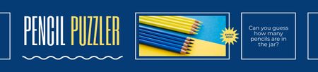 青と黄色の鉛筆を使った鉛筆パズル広告 Ebay Store Billboardデザインテンプレート