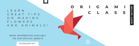 Ontwerpsjabloon van Twitter van Origami Classes Invitation Bird Paper Figure