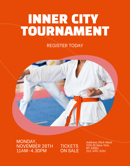 Karate City Tournament Announcement Poster 22x28in Šablona návrhu