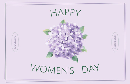 Women's Day Greeting with Purple Flowers Thank You Card 5.5x8.5in Design Template