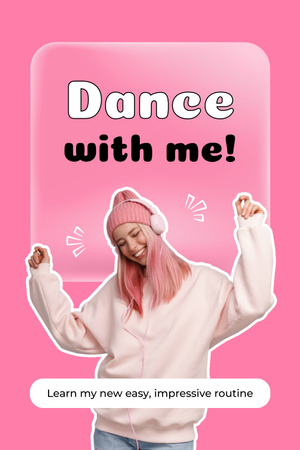 ソーシャルメディアのトレンドでダンスのルーティンを学ぶ Pinterestデザインテンプレート