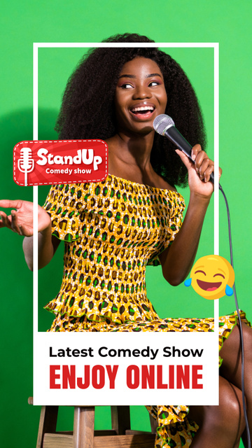 Joyous Comedy Show With Comedian In Green Instagram Video Story Design Template