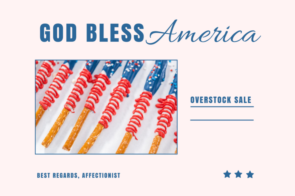 USA Independence Day Goodies Sale Announcement Postcard 4x6in – шаблон для дизайну