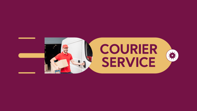 Courier Services Promo on Magenta Layout Youtube Design Template