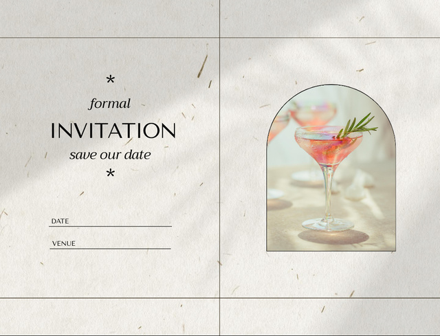 Wedding Day Celebration Announcement With Cocktail Postcard 4.2x5.5in – шаблон для дизайна
