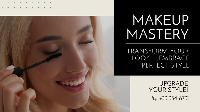Modèle de visuel Stylish Makeup Service Offer With Mascara - Full HD video