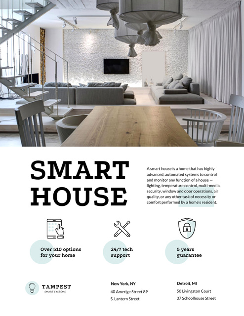 Technology of Smart House with Icons Poster 8.5x11in Šablona návrhu