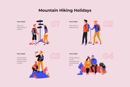 山でのカップルハイキング Storyboardデザインテンプレート