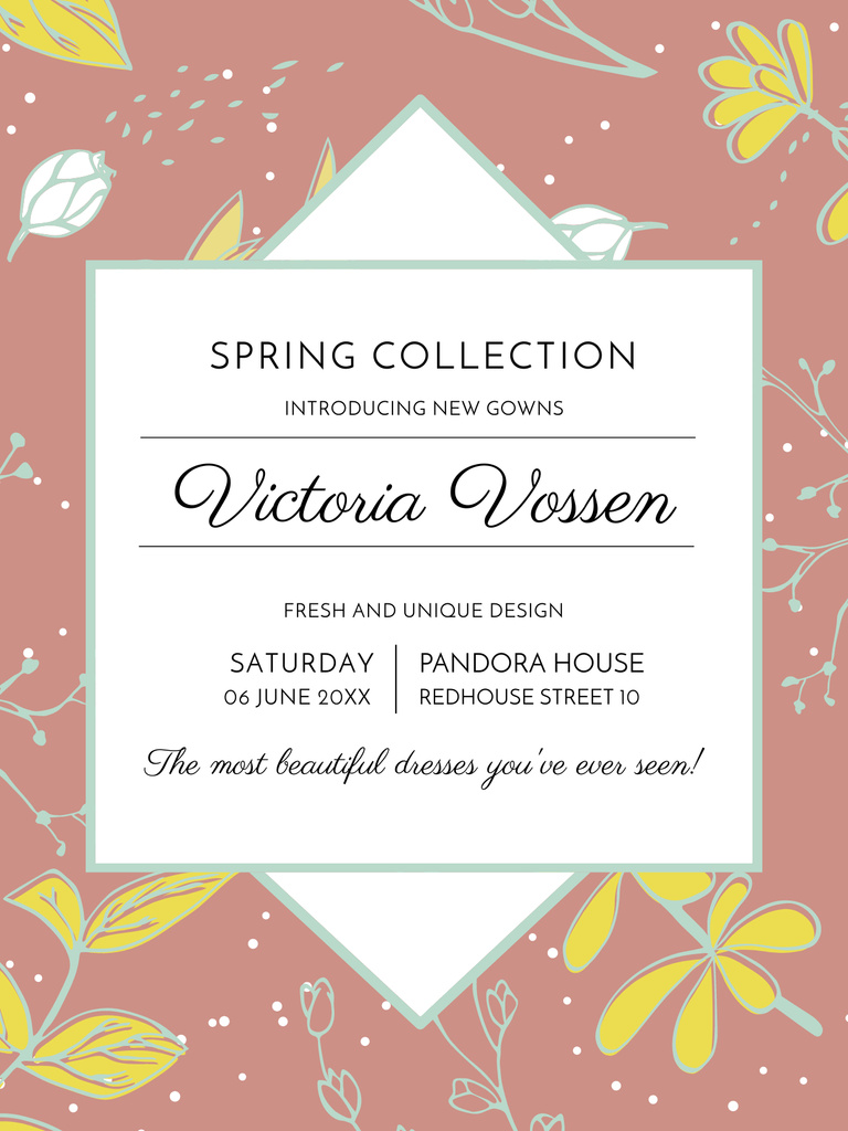 Fashion Spring Collection Announcement Poster US Design Template