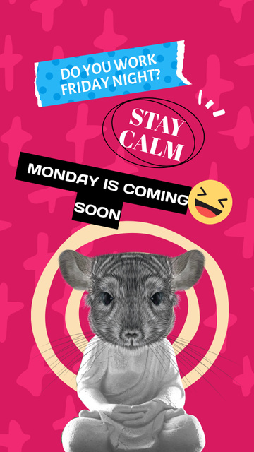 Funny Illustration of Buddhist with Mouse Head Instagram Story Modelo de Design