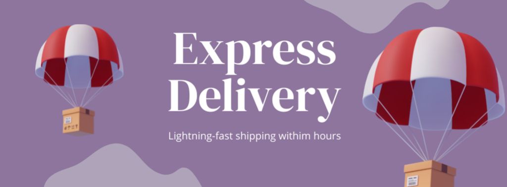 Express Delivery Services Advertisement on Purple Facebook cover Modelo de Design