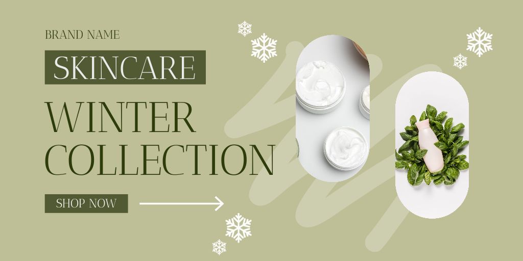 Ontwerpsjabloon van Twitter van Winter Skincare Products Ad