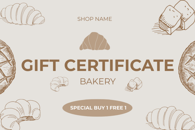 Designvorlage Special Voucher Offer for Baking in Beige für Gift Certificate