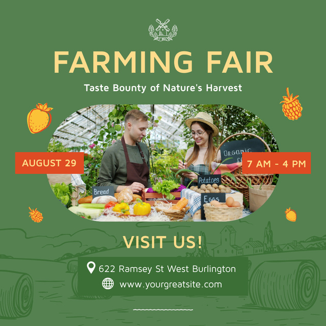 Platilla de diseño Summer Farming Fair Announcement With Veggies Animated Post
