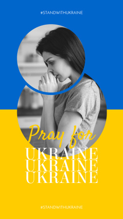 Designvorlage frau betet für die ukraine für Instagram Story