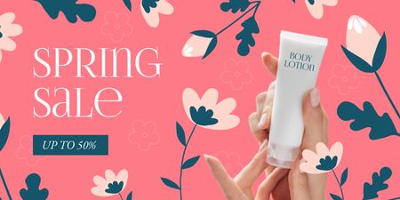 Spring Sale Announcement for Body Care Products Twitter Design Template
