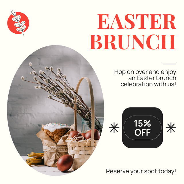 Easter Brunch Ad with Basket Full of Eggs Instagram AD – шаблон для дизайна