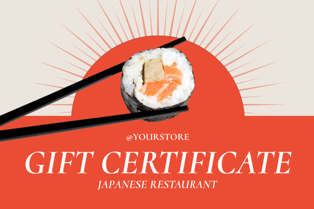Japanese Restaurant Special Gift Voucher Offer Gift Certificate Tasarım Şablonu