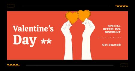 Ontwerpsjabloon van Facebook AD van Geweldige Valentijnsdag speciale aanbieding met korting