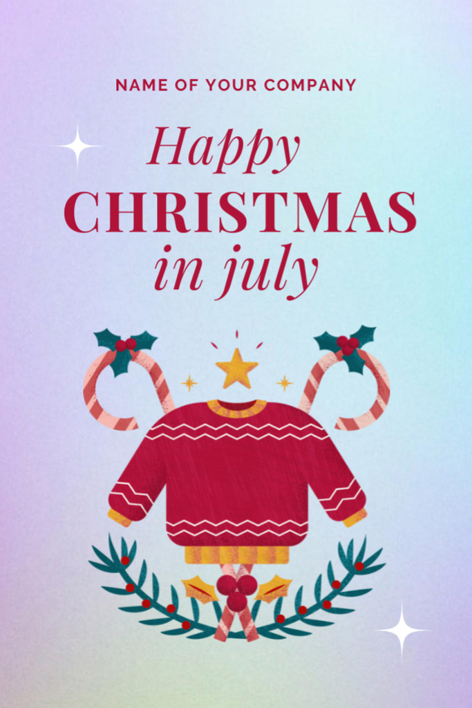 Entertaining Christmas In July Greeting With Sweater Flyer 4x6in Πρότυπο σχεδίασης
