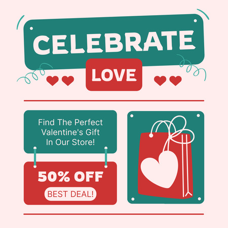 Valentine's Day Celebration With Big Discounts In Shop Instagram Design Template