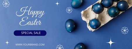 Platilla de diseño Easter Special Offer with Blue Painted Easter Eggs Facebook cover