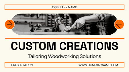 Custom Woodworks Offer on Orange Presentation Wide Design Template