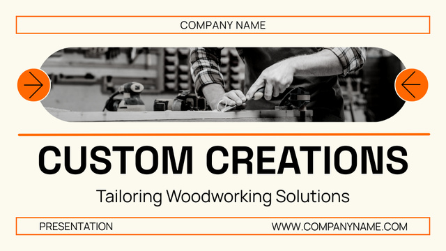 Custom Woodworks Offer on Orange Presentation Wide – шаблон для дизайна