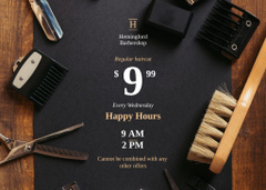 Barbershop Happy Hours Announcement with Professional Tools