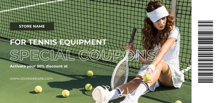 Special Offer for Tennis Equipment Coupon Din Large Design Template