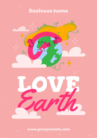 Planet Care Awareness with Bright Illustration Poster 28x40in Design Template