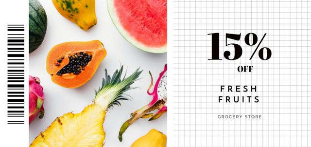 Designvorlage Juicy Fruits Shop Sale Promotion für Coupon Din Large