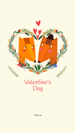 Valentine's Day Holiday with Cute Foxes Instagram Story Design Template