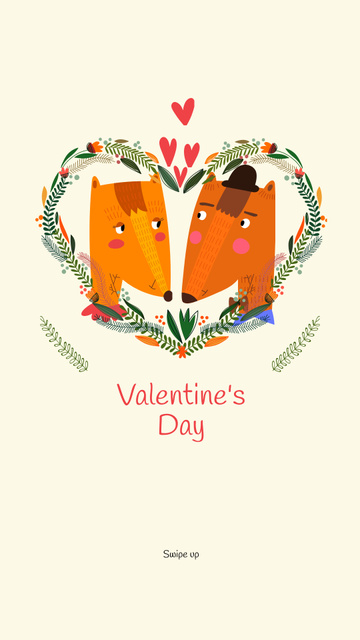 Valentine's Day Holiday with Cute Foxes Instagram Story Πρότυπο σχεδίασης
