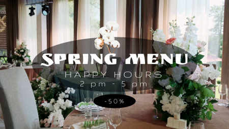 Happy Hours For Restaurant Offer With Spring Dishes Full HD video Design Template