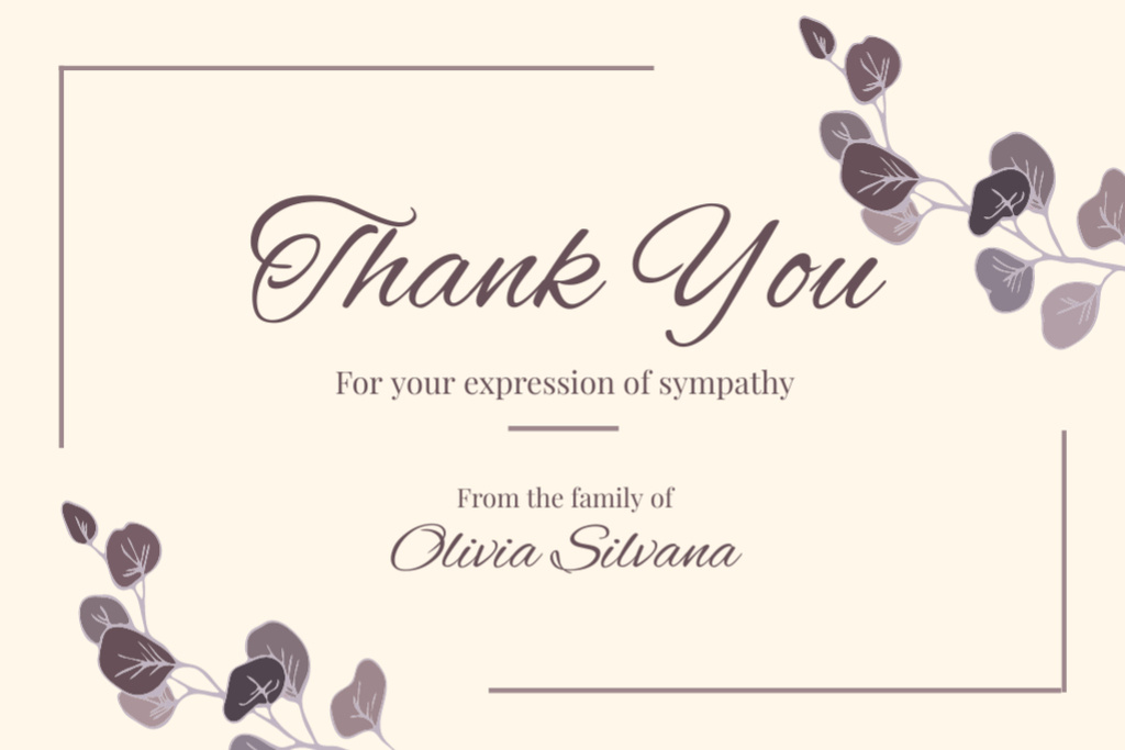 Funeral Thank You Card with Floral Edges Postcard 4x6in – шаблон для дизайна