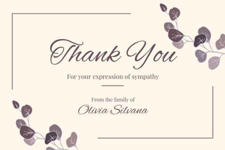 Funeral Thank You Card with Floral Edges Postcard 4x6in Design Template