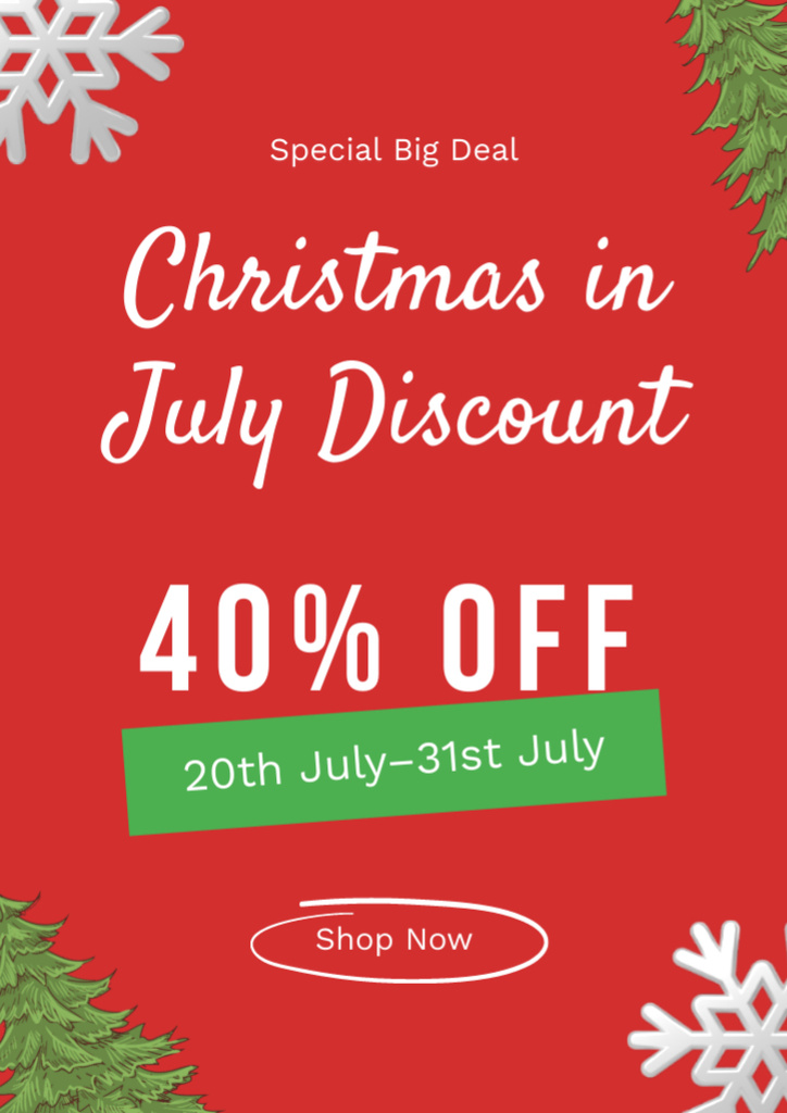Template di design Announcement of Christmas Discount in July Flyer A4