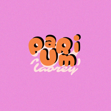 Emblem on Pink with Orange Letters Logo Design Template
