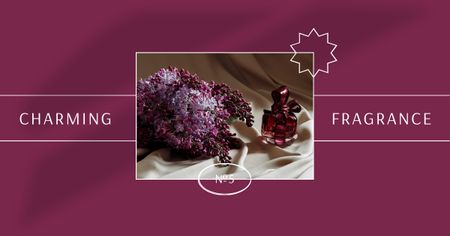 Modèle de visuel Perfume Ad with Lilac on purple - Facebook AD