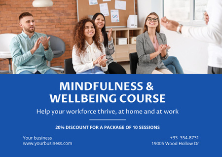 Mindfullness and Wellbeing Course with Applicants Poster B2 Horizontalデザインテンプレート